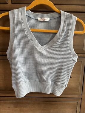 Project Social T Light blue Ribbed V-Neck Sleeveless Sweater Tank